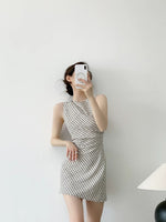Load image into Gallery viewer, Patterned Gathered Dress in Cream
