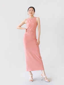 Caelin Side Shirring Maxi Tank Dress in Pink