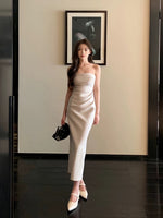 Load image into Gallery viewer, Gathered Stretch Bustier Dress in Cream
