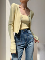 Load image into Gallery viewer, Ribbed Cami + Cardigan Set in Yellow
