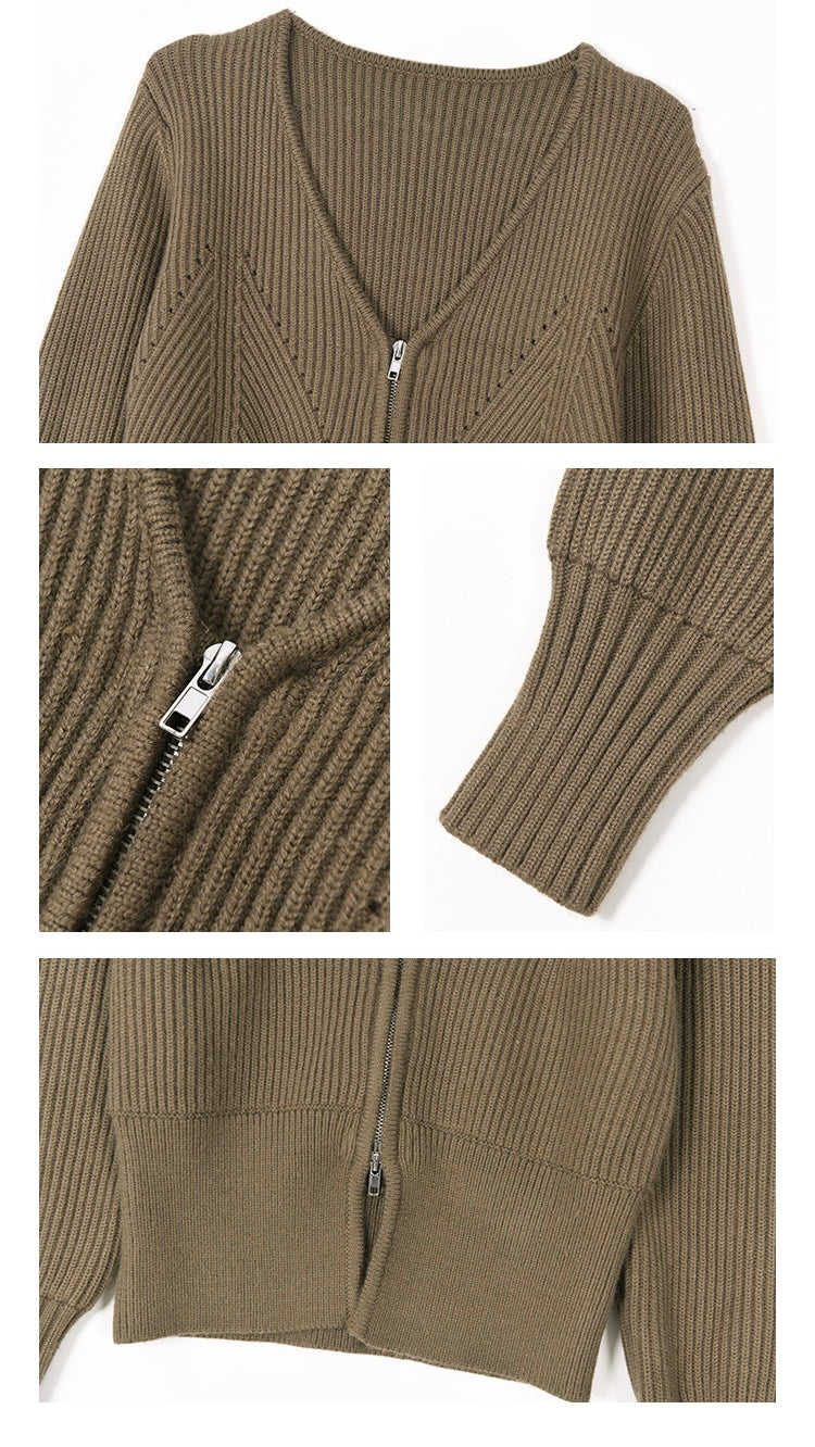 Ribbed Split Hem Cardigan [2 Colours]