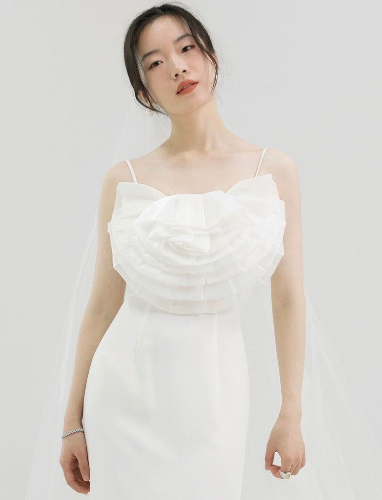 Oversized Rose Cami Shift Dress in White