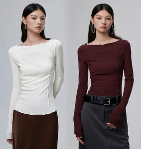 Light Wool Blend Line Top [2 Colours]