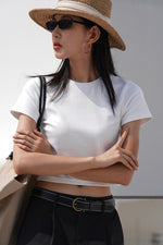 Load image into Gallery viewer, Classic Cropped Tee in White
