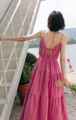 Load image into Gallery viewer, Gathered Tiered Maxi Dress in Pink
