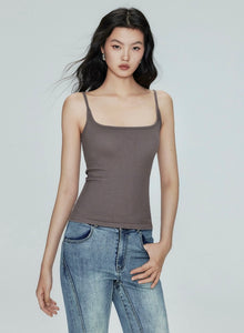 Padded Ribbed Square Neck Camisole [3 Colours]