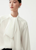 Load image into Gallery viewer, Oversized Ribbon Crepe Blouse [2 Colours]
