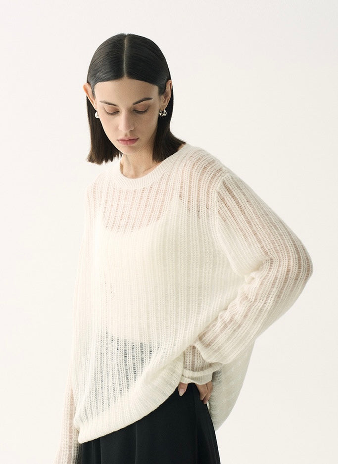 Tencel Wool Blend Fine Knit Sweater [2 Colours]