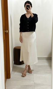 Korean Satin Slip Skirt in Off White