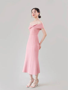 Leighton Off Shoulder Dress in Pink