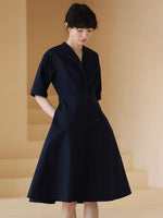 Load image into Gallery viewer, Tailored Flare Pocket Dress in Navy
