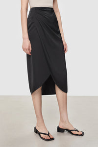 Asymmetric Wrap Skirt in Black