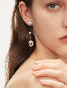 Asymmetric Diamante Pearl Drop Earrings