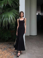 Load image into Gallery viewer, Mermaid Maxi Stretch Dress in Black

