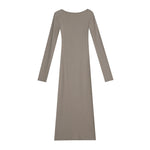 Load image into Gallery viewer, Stretch Midi Long Sleeve Dress in Khaki
