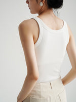 Load image into Gallery viewer, Classic Padded Stretch Tank Top in White
