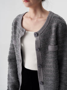 Relaxed Wool Cardigan in Grey