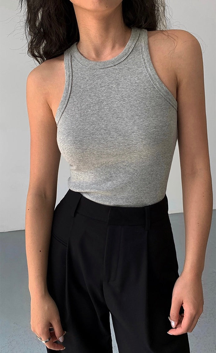 Classic Round Tank Top in Grey