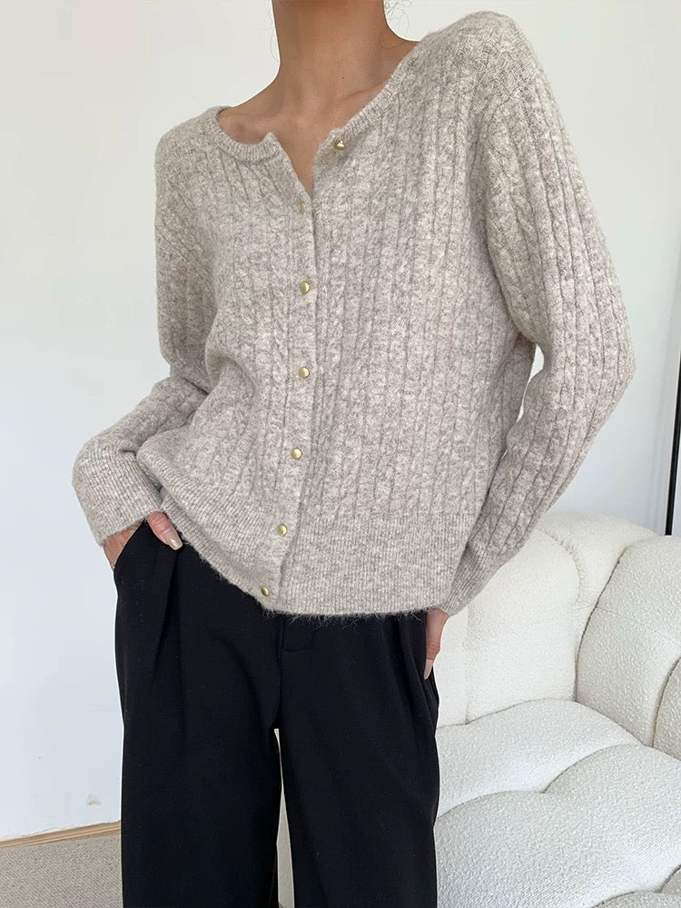 Light Woolly Cardigan in Griege