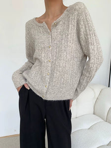 Light Woolly Cardigan in Griege