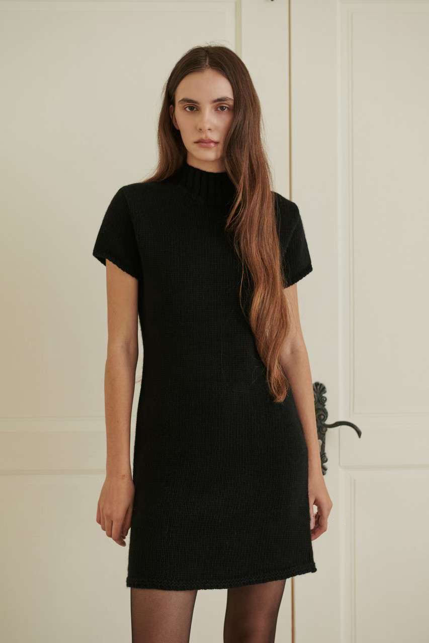 Korean Merino Cashmere Half Knit Dress [3 Colours]