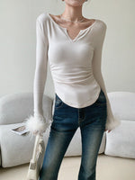 Load image into Gallery viewer, Feather Long Sleeve Top in White
