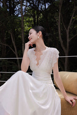 Load image into Gallery viewer, Tencel Eyelet Empire Maxi Dress in Cream
