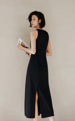 Load image into Gallery viewer, Double Slit Sleeveless Dress in Black
