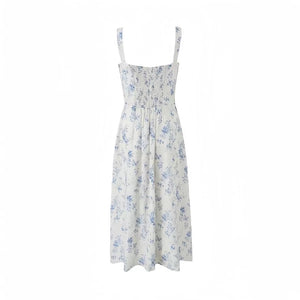 Livy Floral Dress in White/Blue