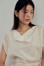 Load image into Gallery viewer, Korean Tencel Blend Wrap Tie Blouse [2 Colours]
