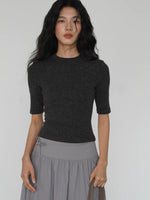 Load image into Gallery viewer, Melange Mid Sleeve Knit Top [2 Colours]
