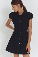 Load image into Gallery viewer, Korean Melanie Button Dress in Black
