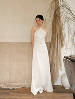 Load image into Gallery viewer, Classic Satin Halter Gown in White
