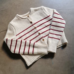 Load image into Gallery viewer, Korean Woolly Striped Cardigan in Cream/Red
