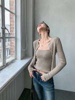 Load image into Gallery viewer, Ribbed Camisole + Cardigan Set [2 Colours]
