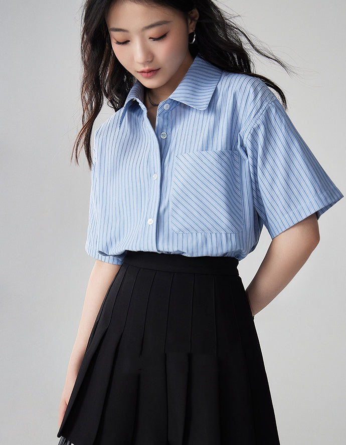 Short Sleeve Striped Shirt [2 Colours]