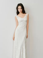 Load image into Gallery viewer, Embossed Floral Stretch Gown in White

