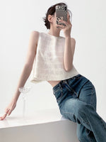 Load image into Gallery viewer, Sequin Sleeveless Top in White
