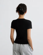 Load image into Gallery viewer, High Neck Stretch Tee in Black
