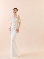 Load image into Gallery viewer, Off Shoulder Rose Gown in White
