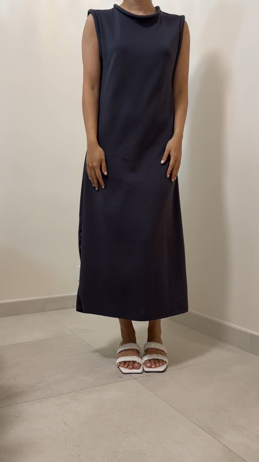 Korean Sleeveless Maxi Dress in Grey