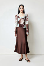 Load image into Gallery viewer, Satin Maxi Slip Skirt in Brown
