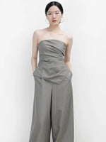 Load image into Gallery viewer, Bustier Pocket Maxi Jumpsuit in Grey
