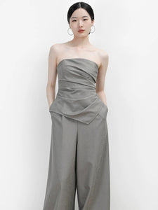 Bustier Pocket Maxi Jumpsuit in Grey