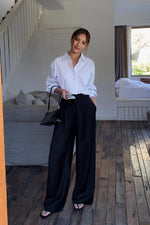 Load image into Gallery viewer, Classic Wide Leg Hook Trousers in Black

