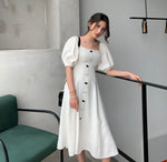 Load image into Gallery viewer, 2-Way Blouson Flare Dress in White
