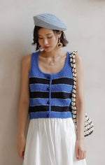 Load image into Gallery viewer, Striped Boucle Knit Top in Blue
