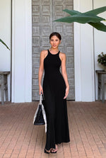 Load image into Gallery viewer, Deep Cut Tank Maxi Dress in Black
