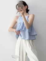 Load image into Gallery viewer, Textured Ruffle Top in Blue
