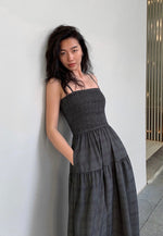 Load image into Gallery viewer, Plaid Panel Maxi Cami Dress in Grey
